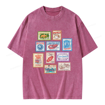 Pagewings Books Stamp Beach Read Unisex Washed T-shirt
