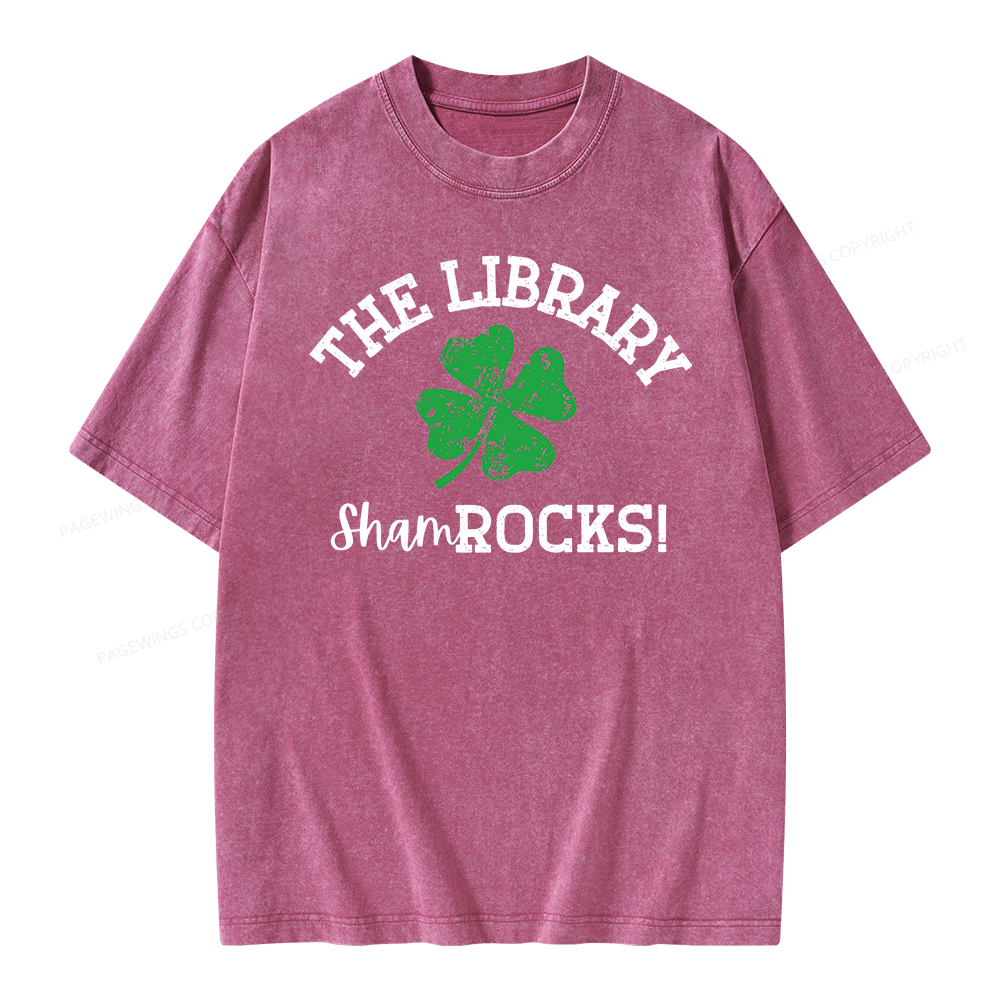 Pagewing Librarian Gift, Shamrock Shirt Unisex Washed T-shirt