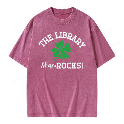 Pagewing Librarian Gift, Shamrock Shirt Unisex Washed T-shirt