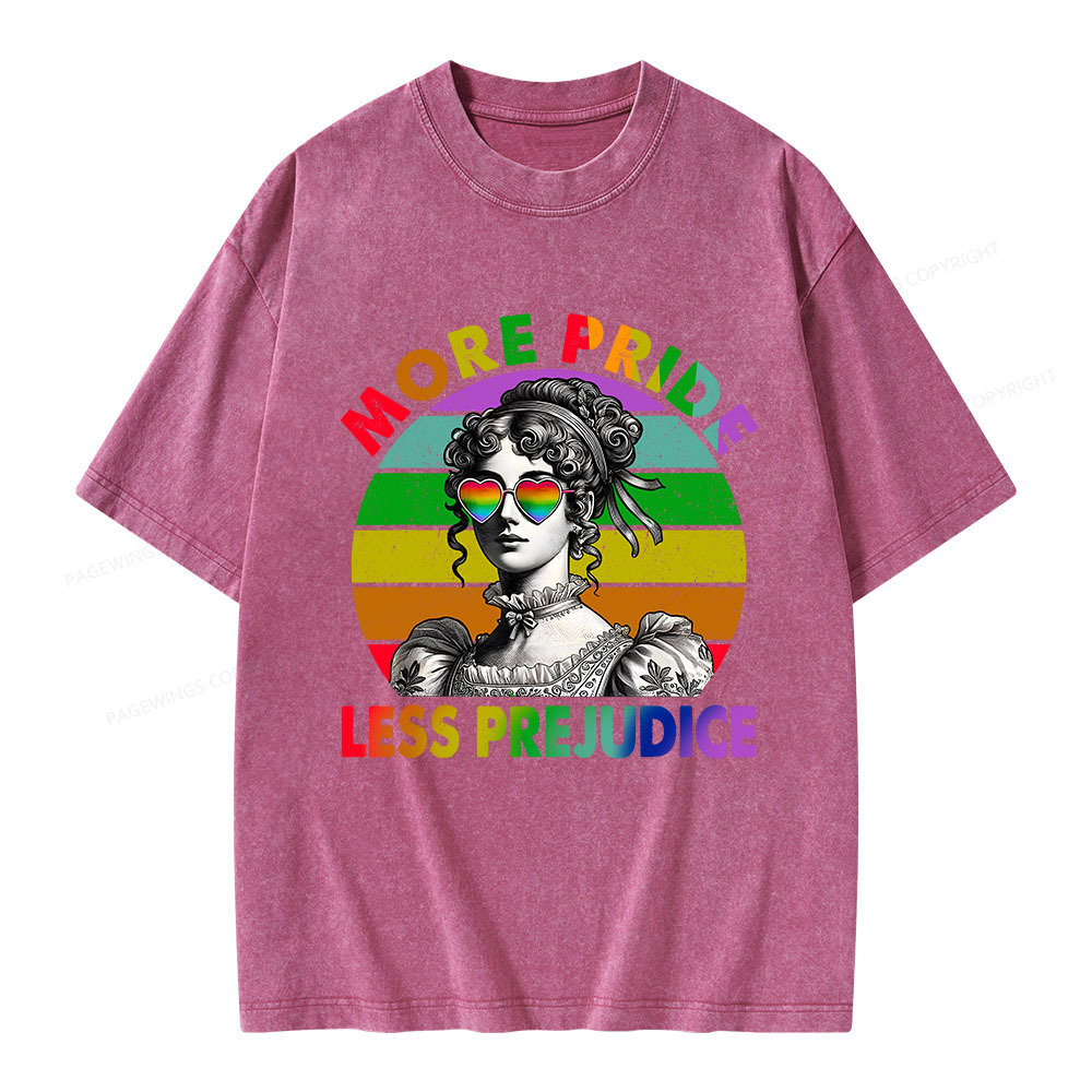 Pagewings More Pride Less Prejudice Pride Month Unisex Washed T-shirt