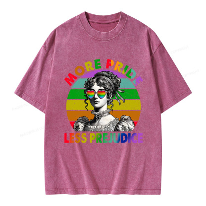Pagewings More Pride Less Prejudice Pride Month Unisex Washed T-shirt