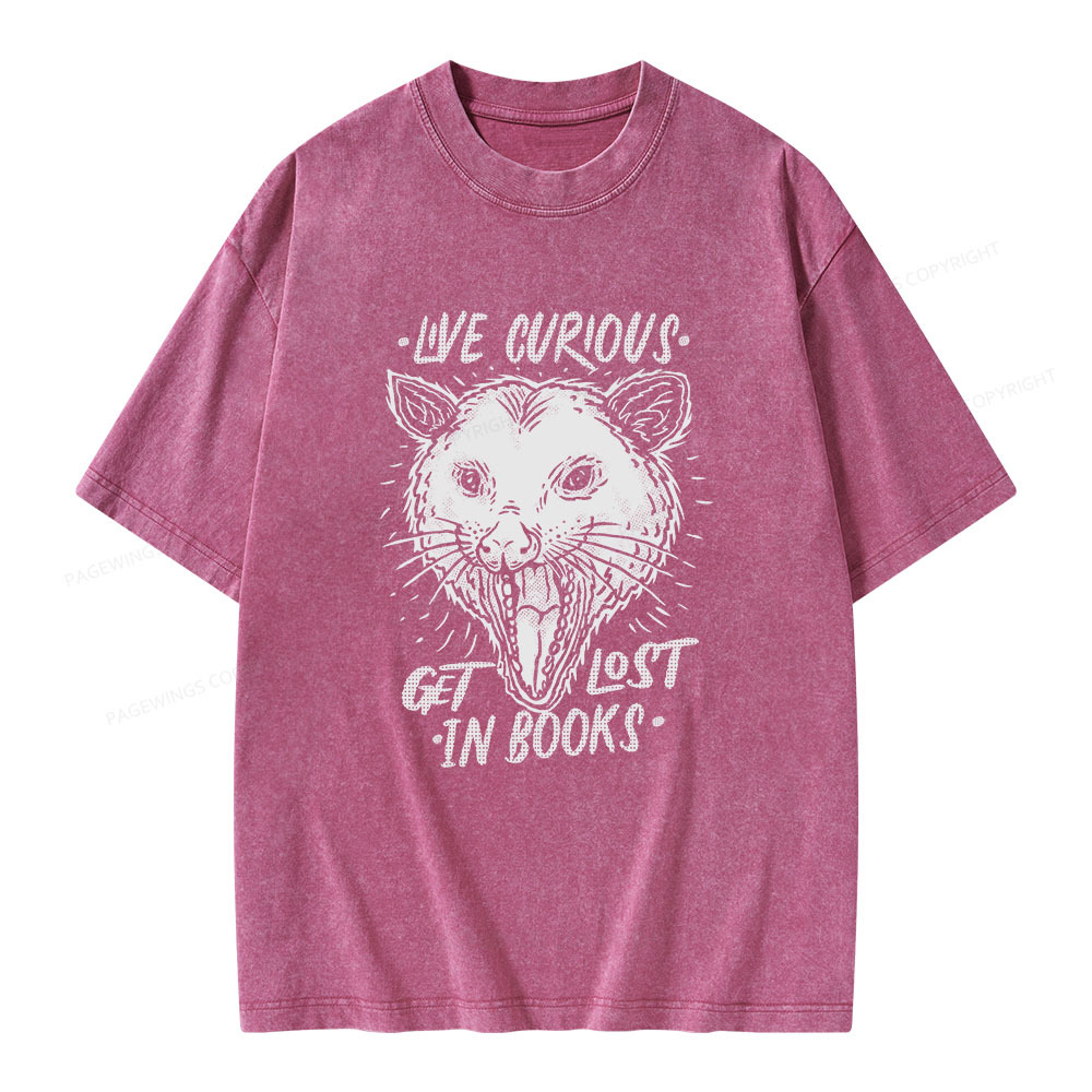 Pagewings Live Curious, Get Lost In Books Unisex Washed T-shirt