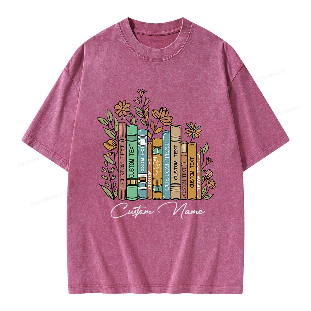 Pagewings Personalized Librarian Bookworm Unisex Washed T-shirt