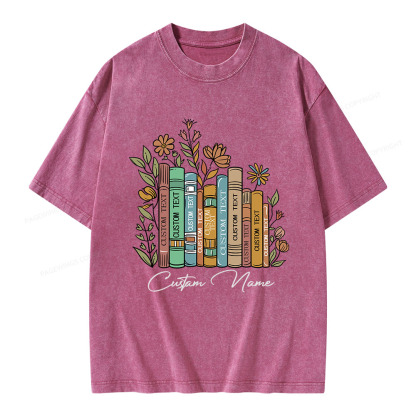 Pagewings Personalized Librarian Bookworm Unisex Washed T-shirt