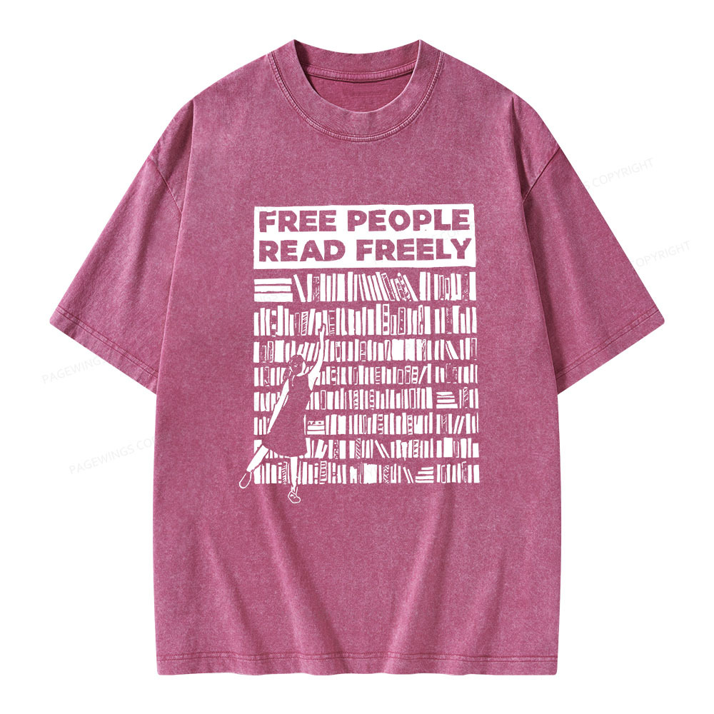 Pagewings Free People Read Freely Unisex Washed T-shirt