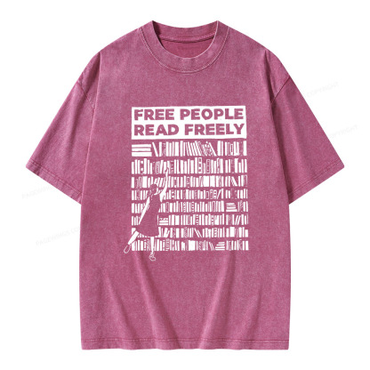 Pagewings Free People Read Freely Unisex Washed T-shirt