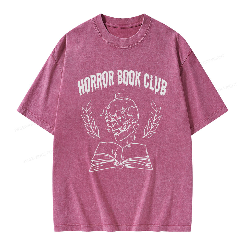Pagewings Horror Book Club Unisex Washed T-shirt