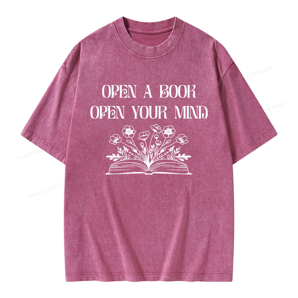 Pagewings Open A Book Open Your Mind Unisex Washed T-shirt