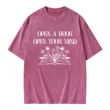 Pagewings Open A Book Open Your Mind Unisex Washed T-shirt