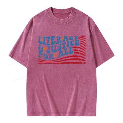 Pagewings Literacy And Justice For All Book Club Unisex Washed T-shirt