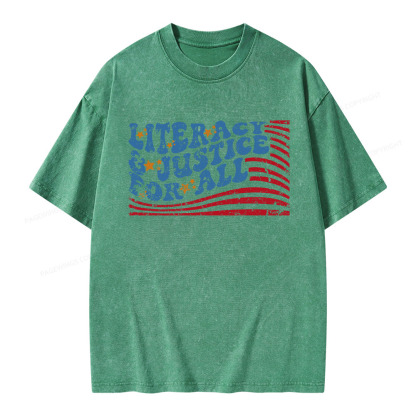 Pagewings Literacy And Justice For All Book Club Unisex Washed T-shirt