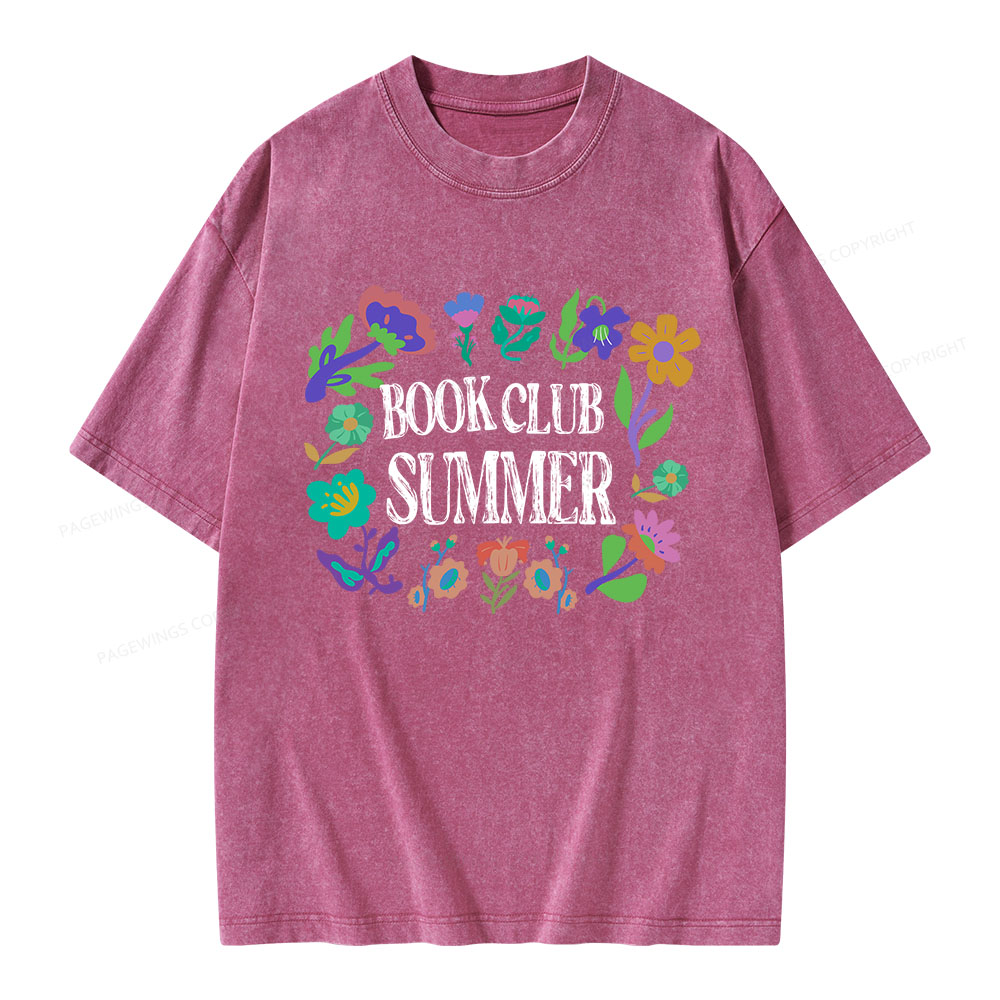 Pagewings Book Club Summer Unisex Washed T-shirt