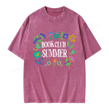 Pagewings Book Club Summer Unisex Washed T-shirt