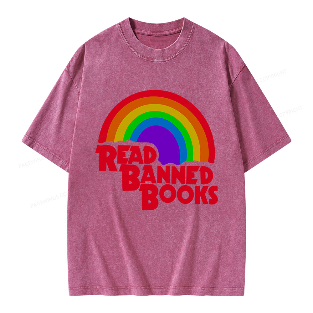 Pagewings Read Banned Books Reading Unisex Washed T-shirt