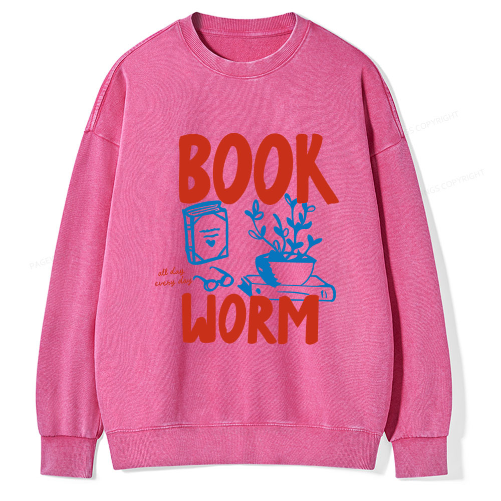 Pagewings Bookworm Unisex Washed Sweatshirt