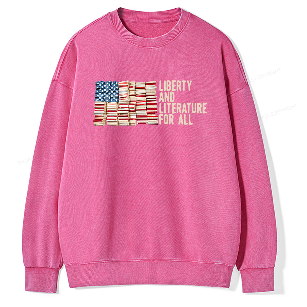 Pagewings Liberty And Literature For All Unisex Washed Sweatshirt