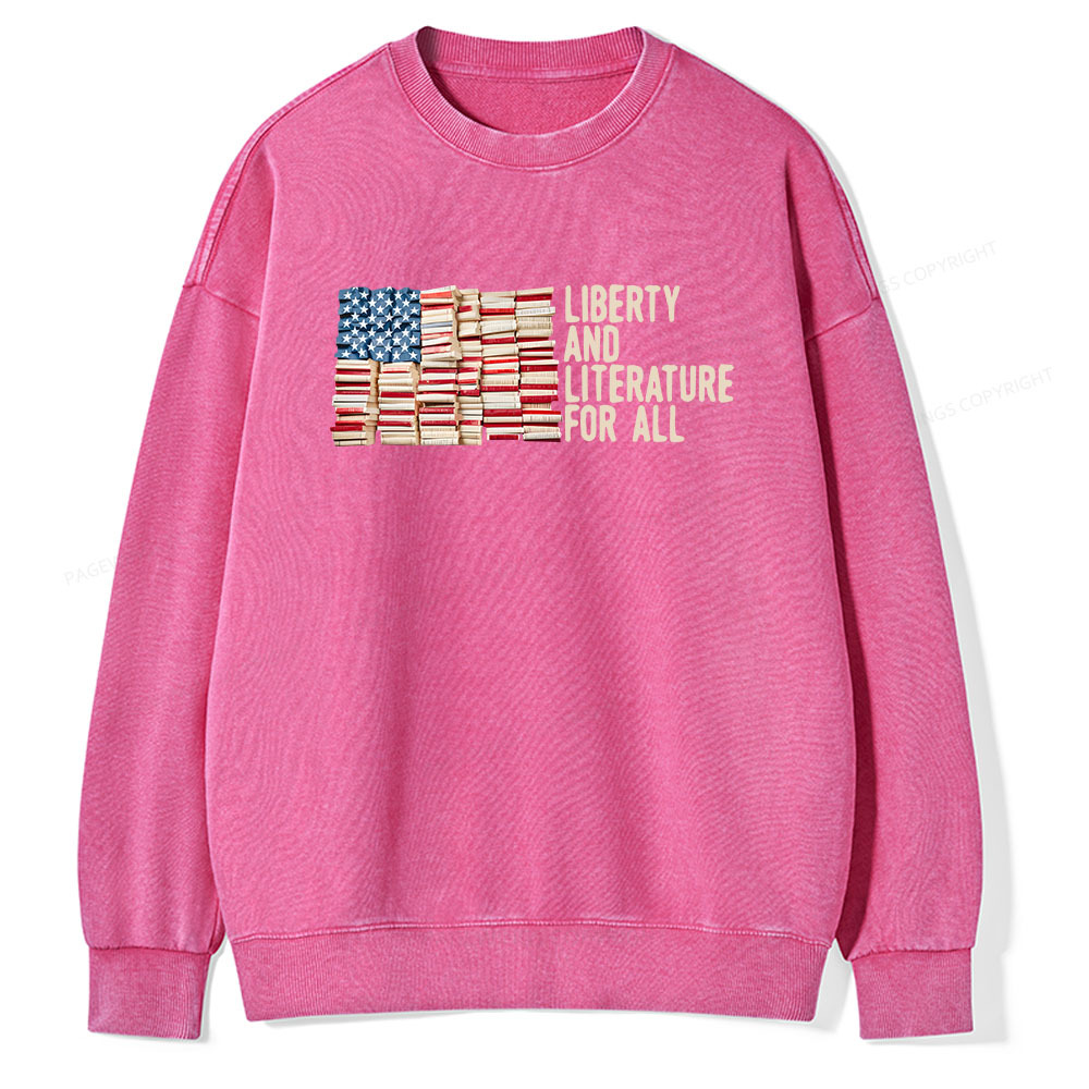 Pagewings Liberty And Literature For All Unisex Washed Sweatshirt