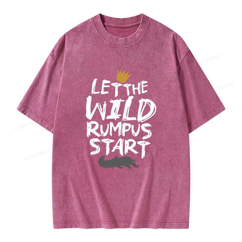 Pagewings Let the Wild Rumpus Start  Unisex Washed T-shirt