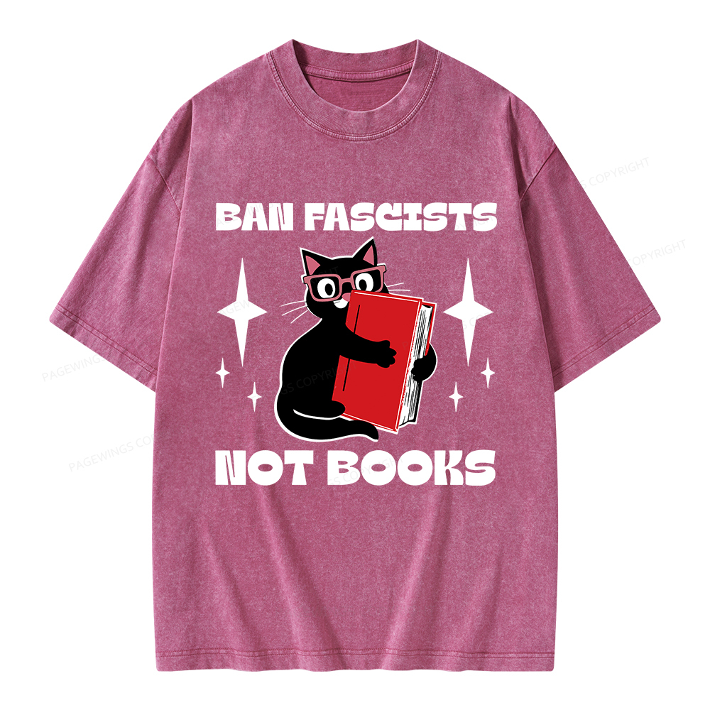 Pagewings Ban Fascists Not Books Unisex Washed T-shirt