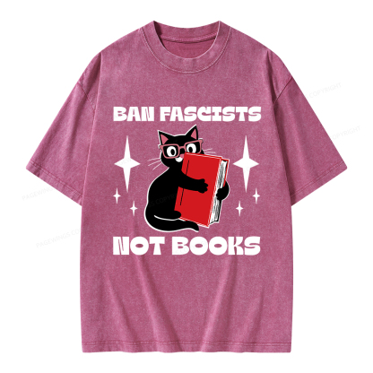 Pagewings Ban Fascists Not Books Unisex Washed T-shirt
