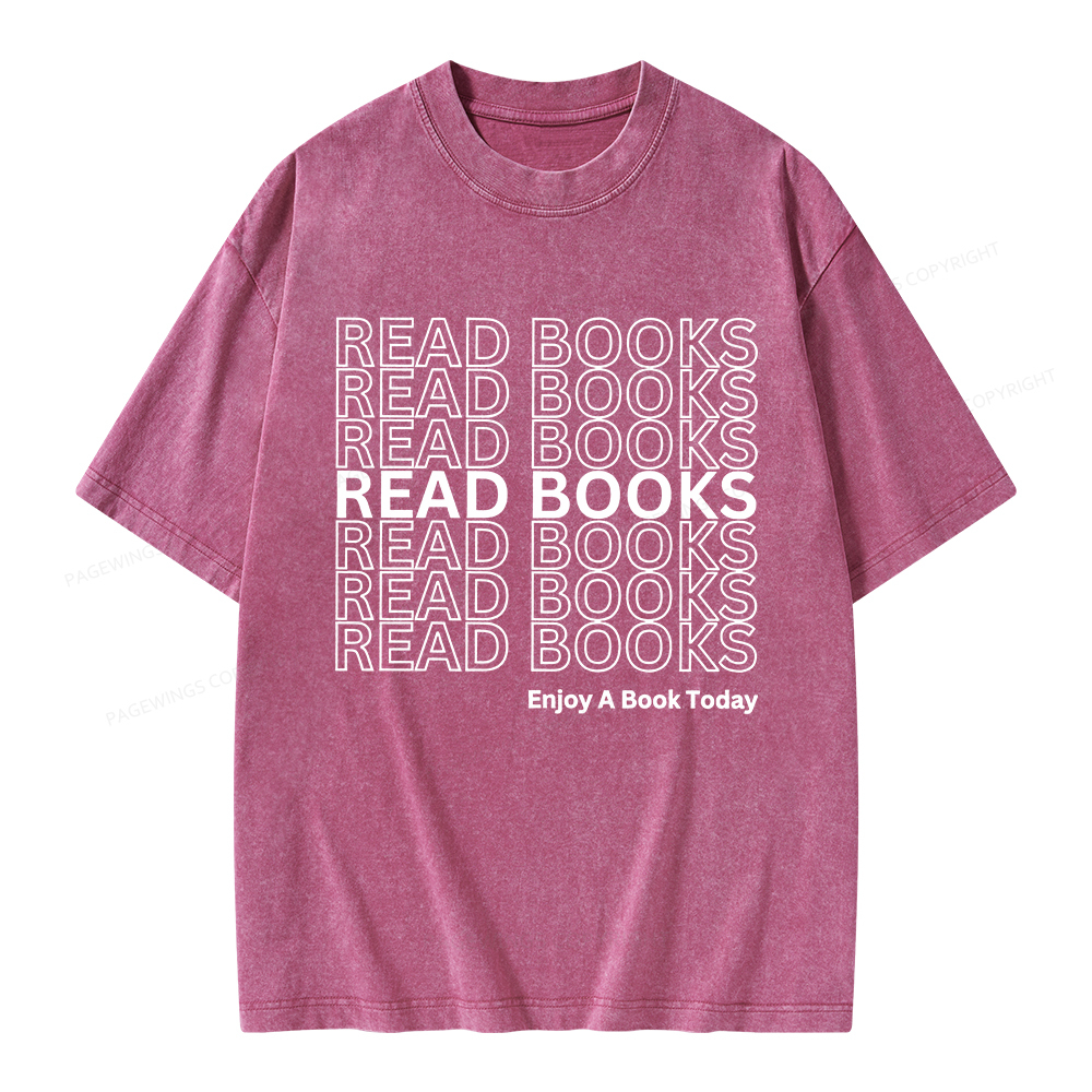 Pagewings Read Books Librarian Unisex Washed T-shirt