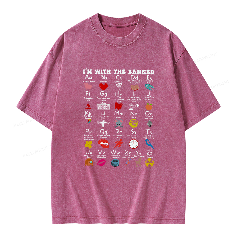 Pagewings I'M With The Banned Book Unisex Washed T-shirt