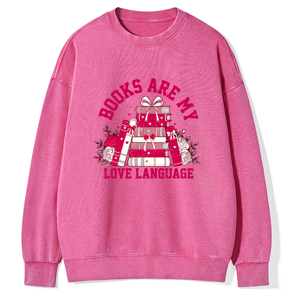 Pagewin Valentine Book Lover Design Gift for Valentine Unisex Washed Sweatshirt