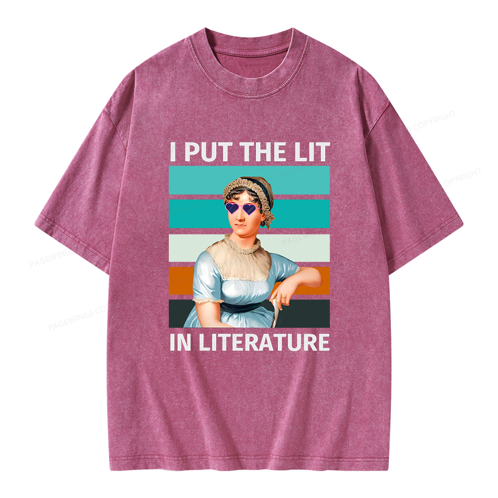 Pagewings I Put The Lit In Literature Unisex Washed T-shirt