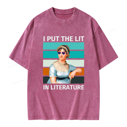 Pagewings I Put The Lit In Literature Unisex Washed T-shirt