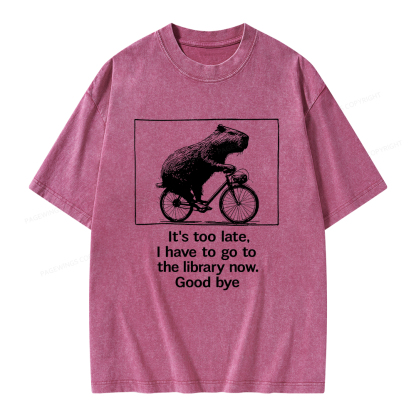 Pagewings I Have To Go To The Library Now Unisex Washed T-shirt