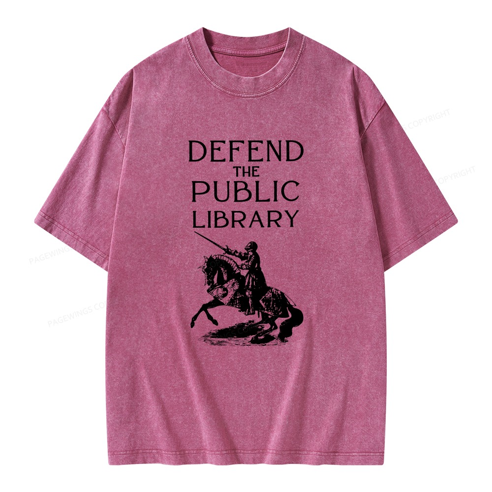 Pagewings Defend The Public Library Unisex Washed T-shirt