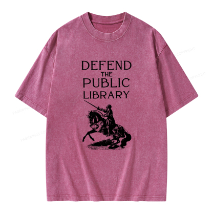 Pagewings Defend The Public Library Unisex Washed T-shirt