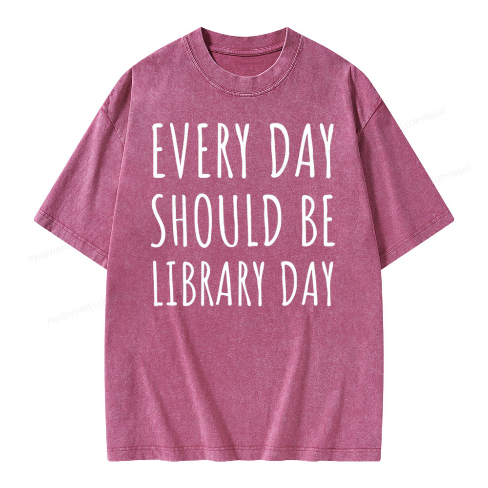 Pagewings Library Day Media Specialist Shirt Library Shirt Unisex Washed T-shirt