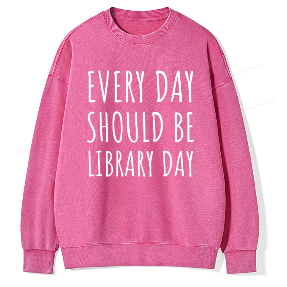 Pagewings Library Day Media Specialist Shirt Library Shirt Unisex Washed Sweatshirt
