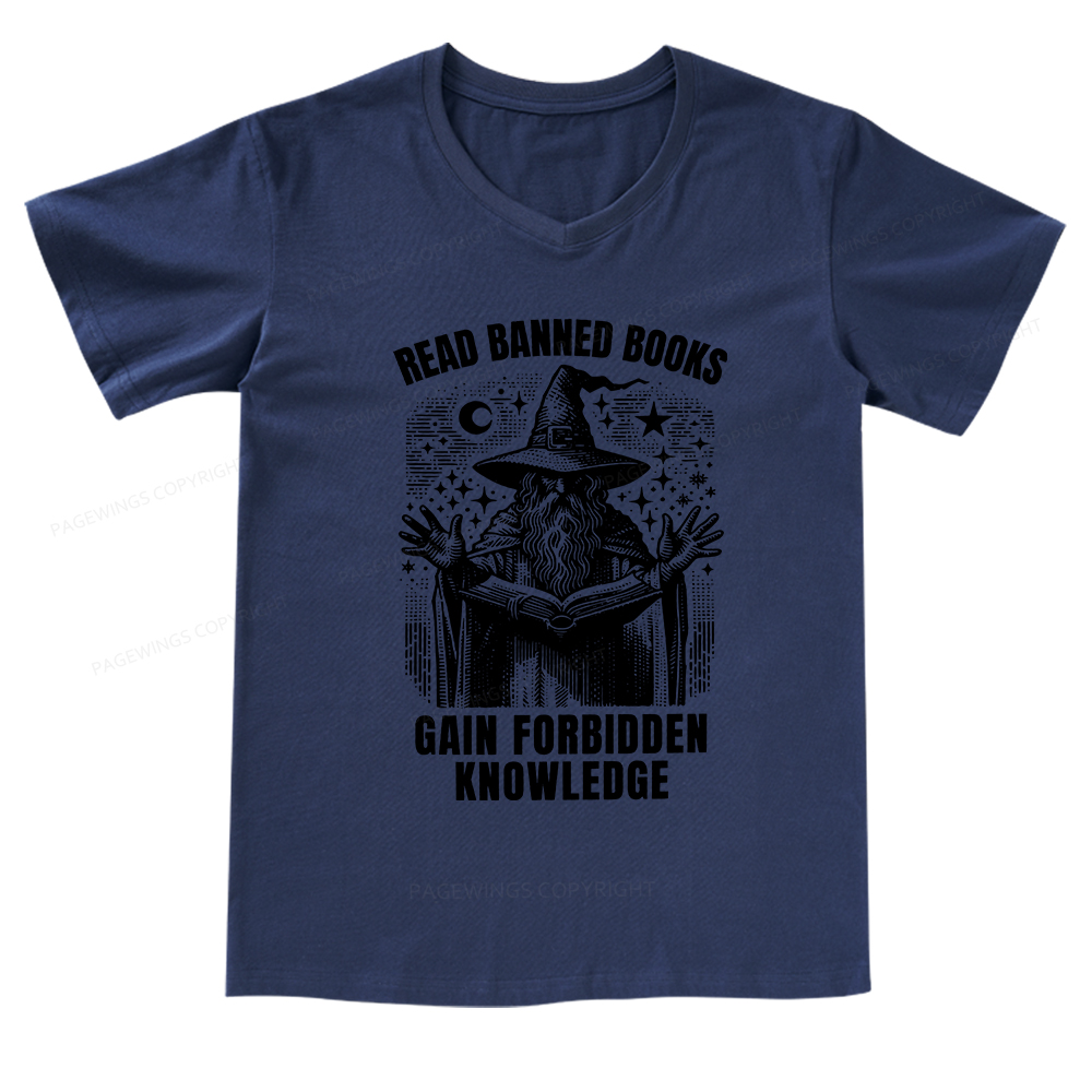 Pagewings Read Banned Books Gain Forbidden Knowledge V-neck T-shirt