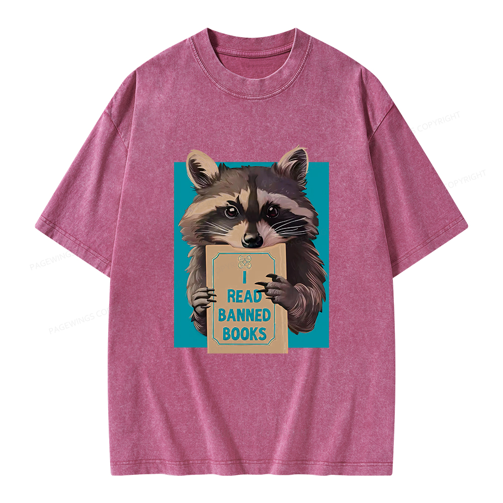 Pagewings I Read Banned Books Unisex Washed T-shirt