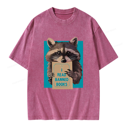 Pagewings I Read Banned Books Unisex Washed T-shirt