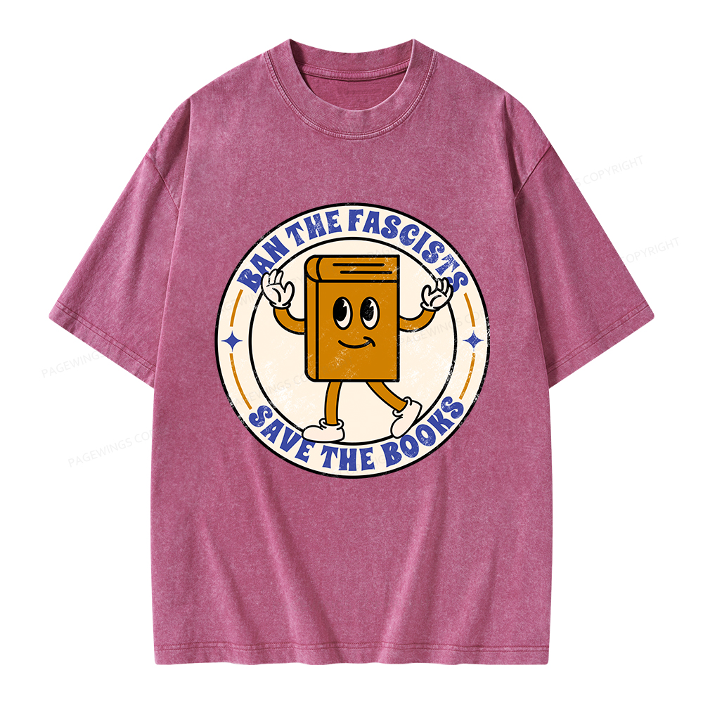 Pagewings Ban The Fascists Save The Books Unisex Washed T-shirt