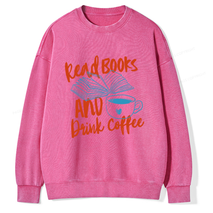Pagewings Read Books And Drink Coffee Bookish Unisex Washed Sweatshirt