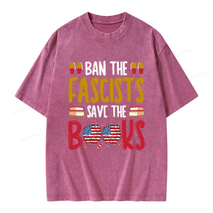 Pagewings Ban The Fascists Save The Books Unisex Washed T-shirt