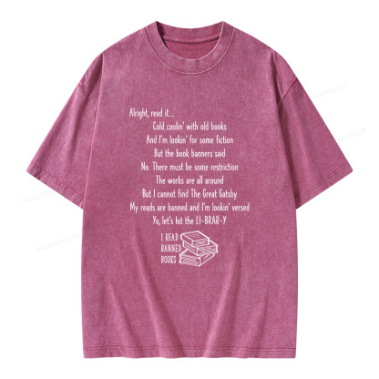Pagewings Alright Read It I Read Banned Books Unisex Washed T-shirt