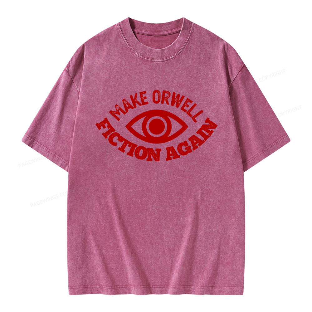 Pagewings Make Orwell Fiction Again Book Unisex Washed T-shirt