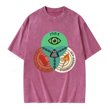 Pagewings We Are Here Unisex Washed T-shirt