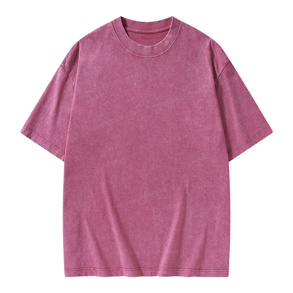Pagewings Comfortable Solid Color Unisex Washed T-shirt
