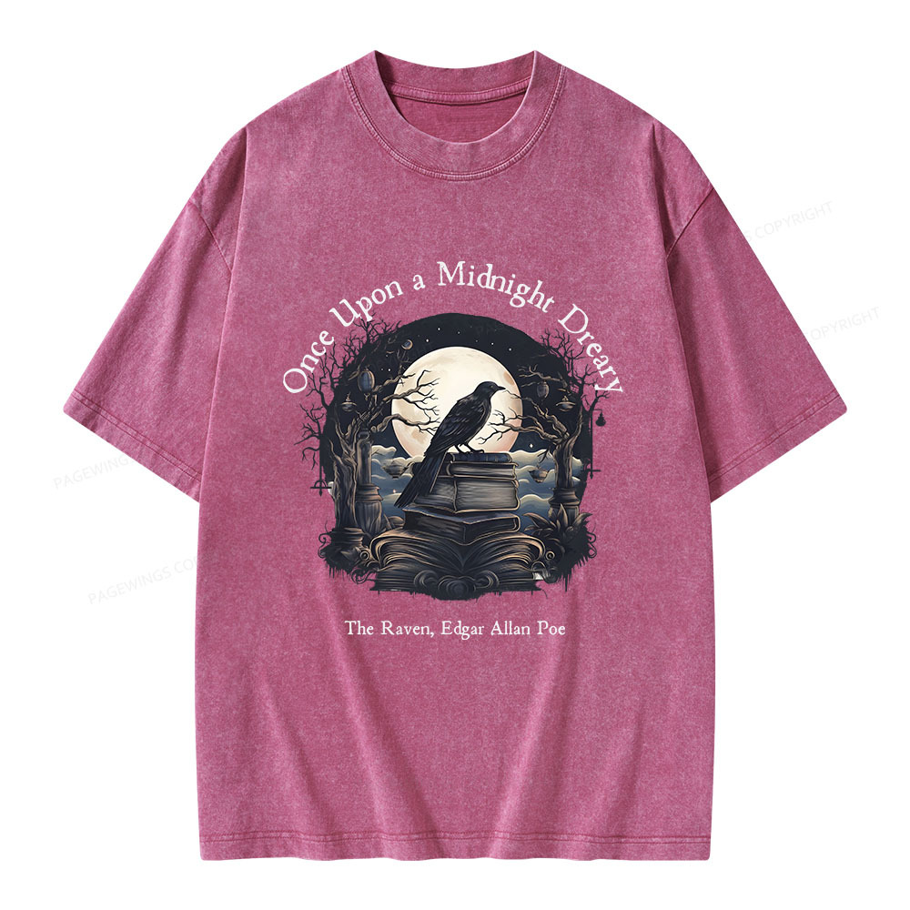 Pagewings Once Upon A Midnight Dreary Unisex Washed T-shirt