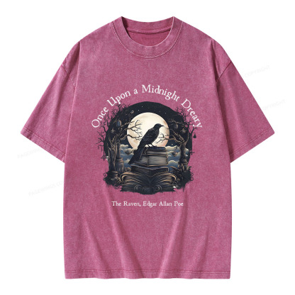 Pagewings Once Upon A Midnight Dreary Unisex Washed T-shirt