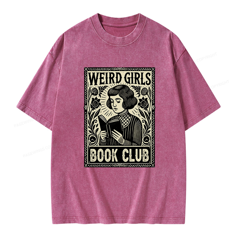 Pagewings Weird Girls Book Club Unisex Washed T-shirt