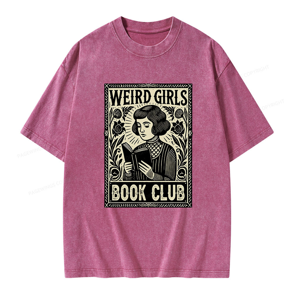 Pagewings Weird Girls Book Club Unisex Washed T-shirt