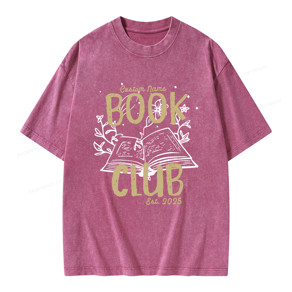 Pagewings Personalized  Book Club Unisex Washed T-shirt