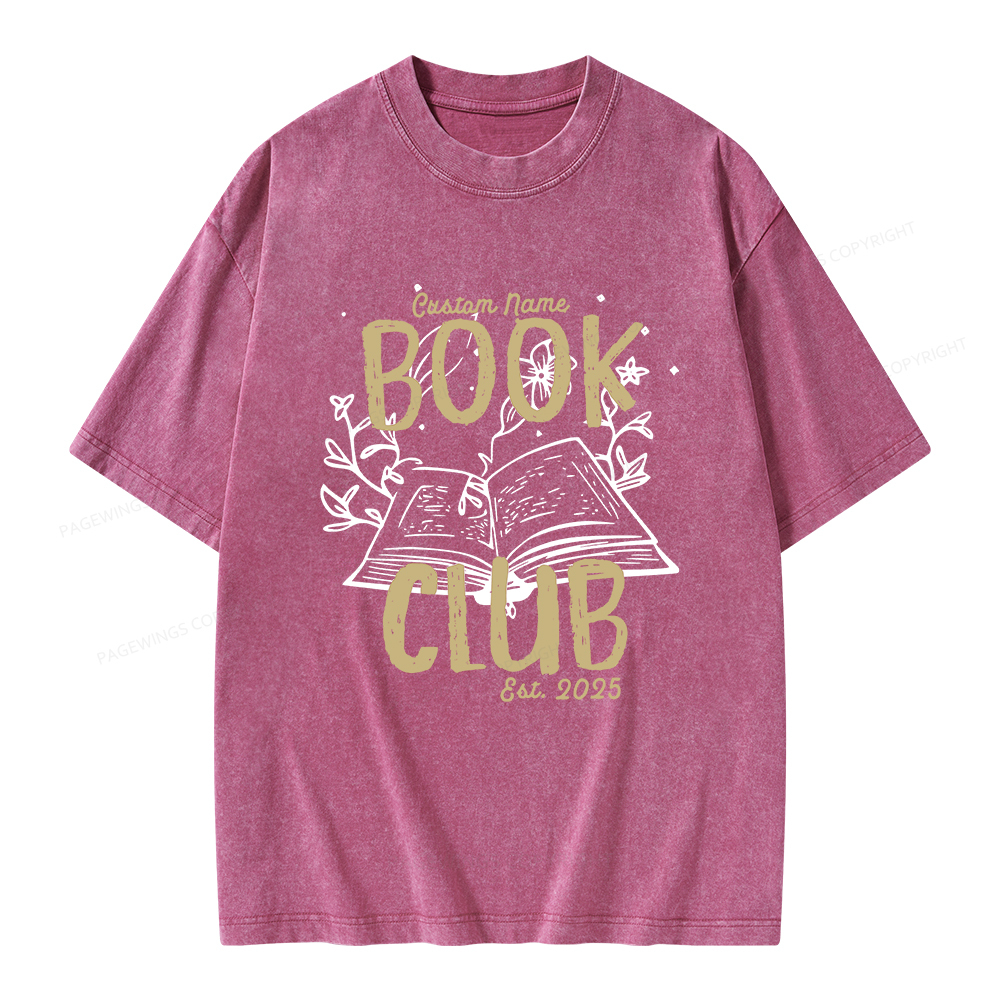 Pagewings Personalized  Book Club Unisex Washed T-shirt